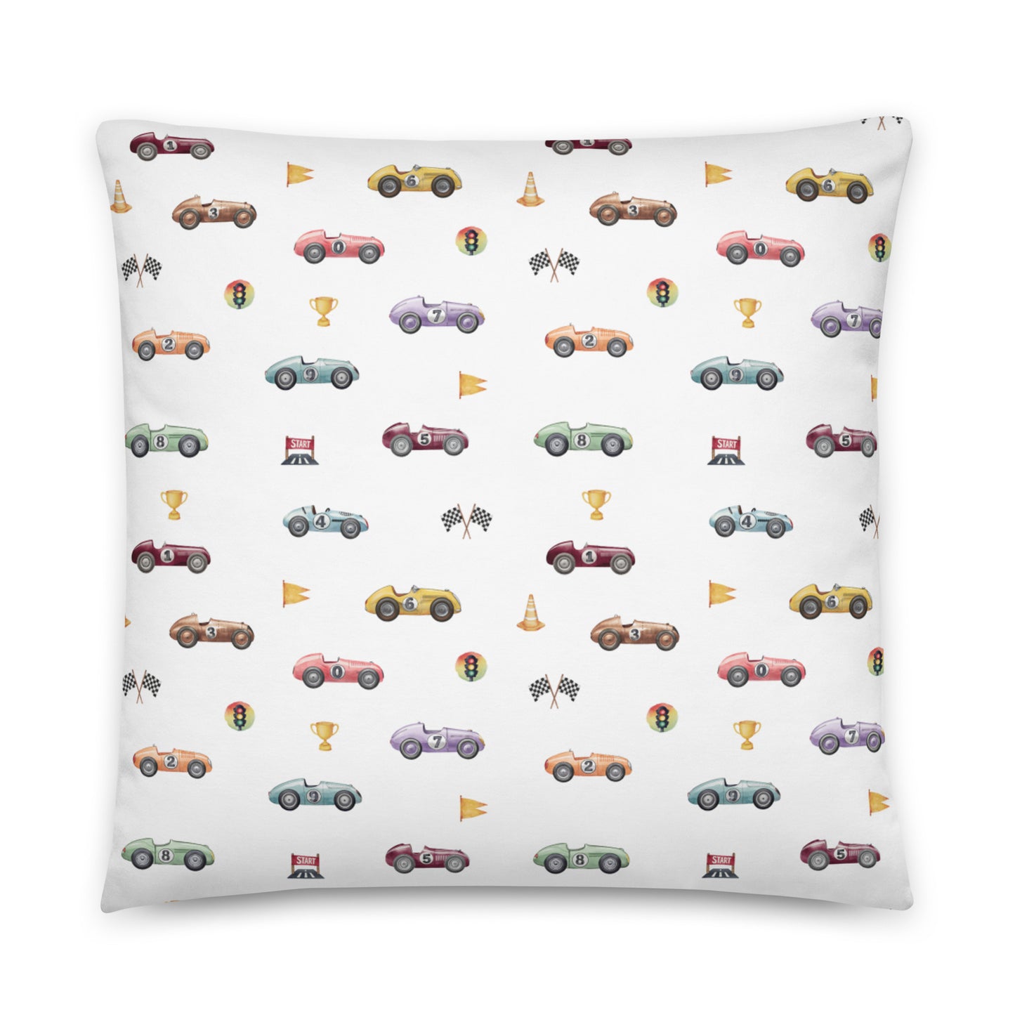 Retro racing cars with elements Throw pillow case