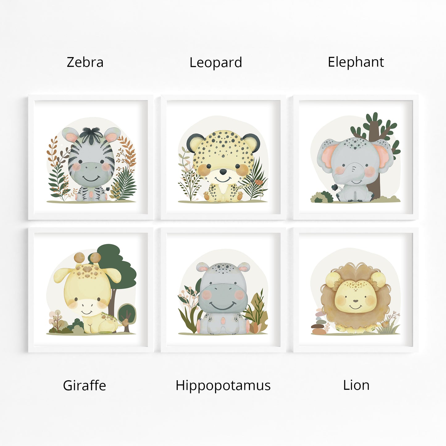 Build your own set of Boho jungle animals Printed posters