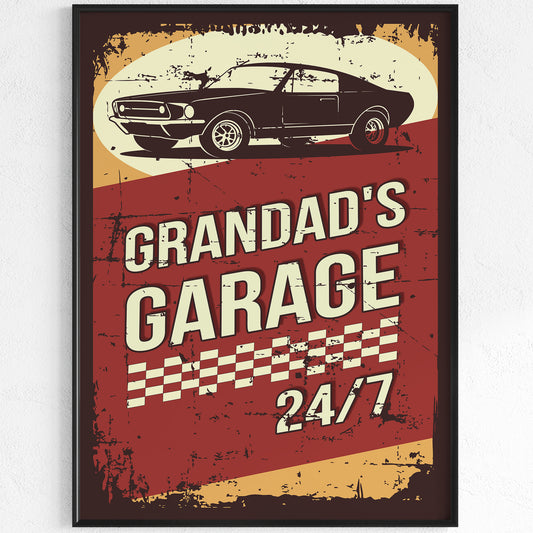 Car garage with personalisation Printed poster