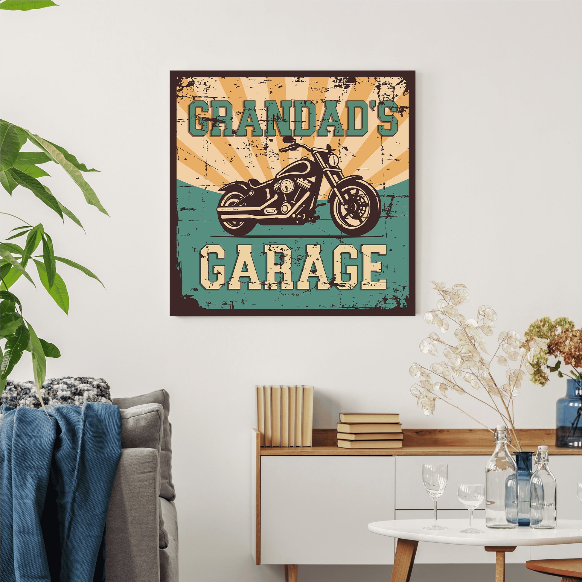 a picture of a motorcycle on a wall