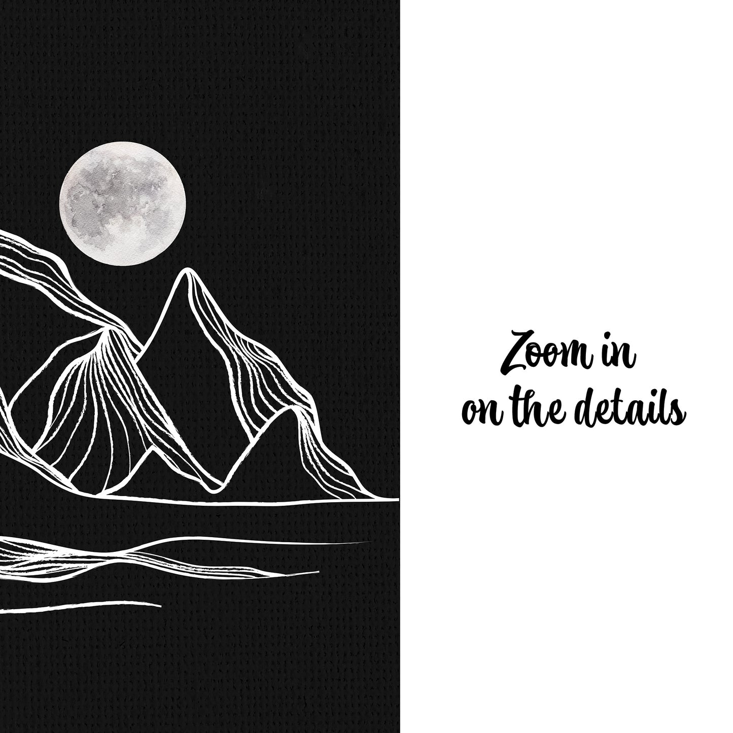 Mountains under the moon series Set of 4 Printed poster