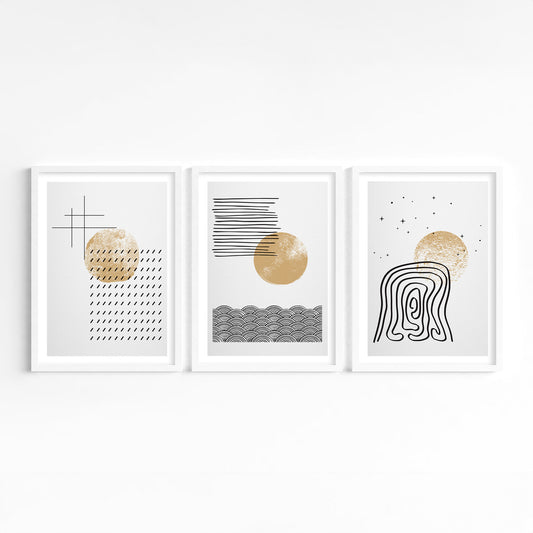 Natural elements abstract series Set of 3 Printed Poster