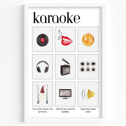 Karaoke elements in watercolour Printed poster