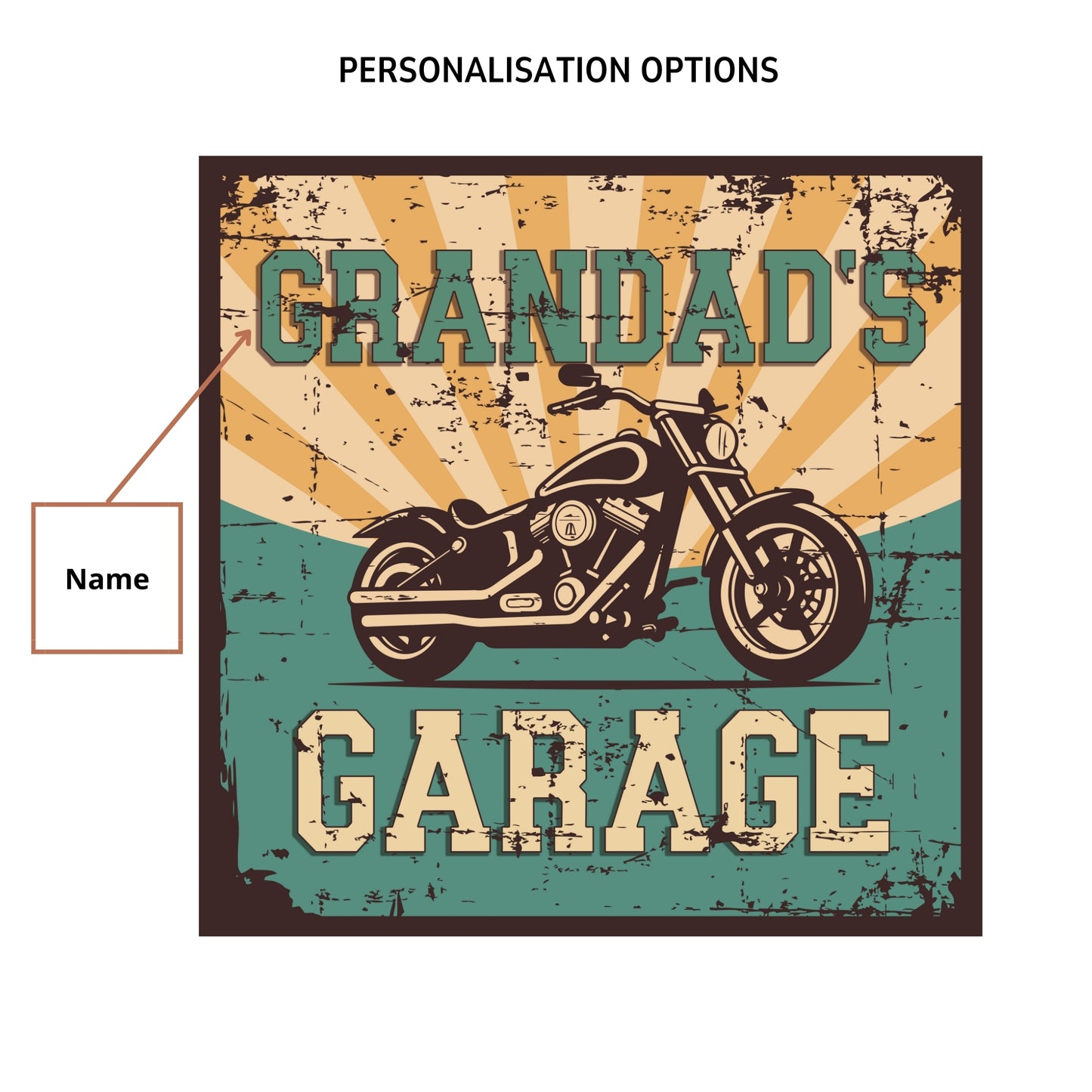 Motorcycle garage with personalisation Printed poster