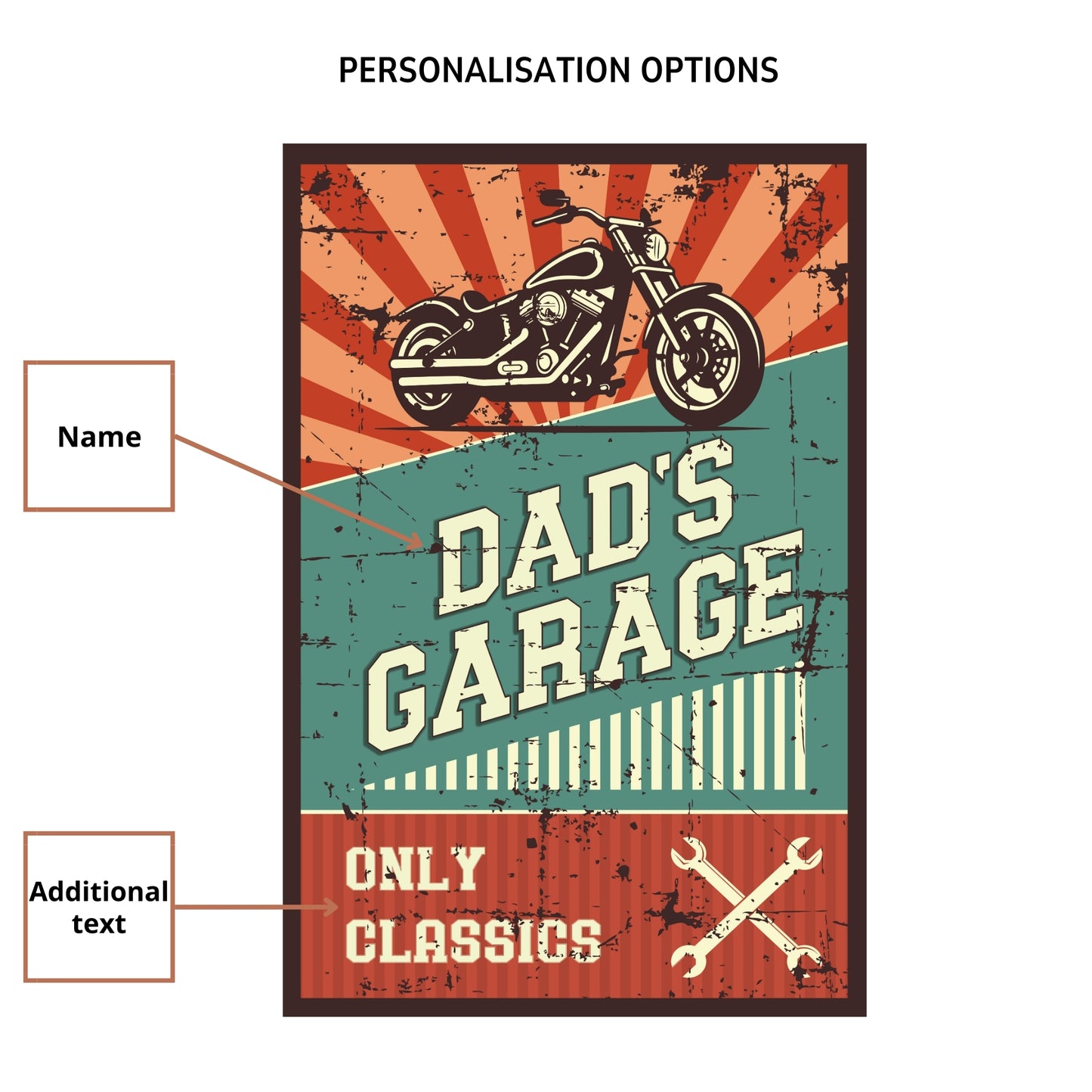 Motorcycle garage with personalisation Printed poster