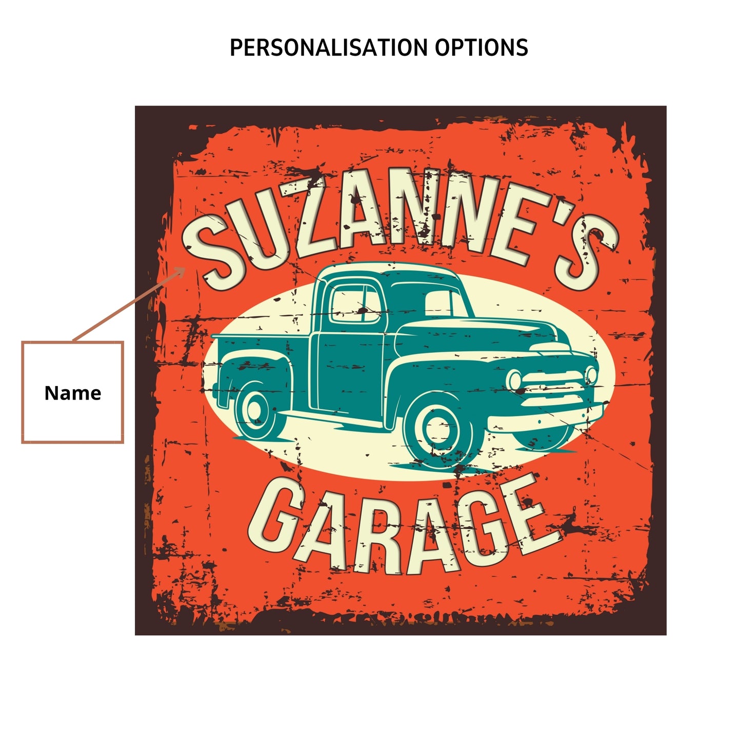 Pic up garage with personalisation Printed poster