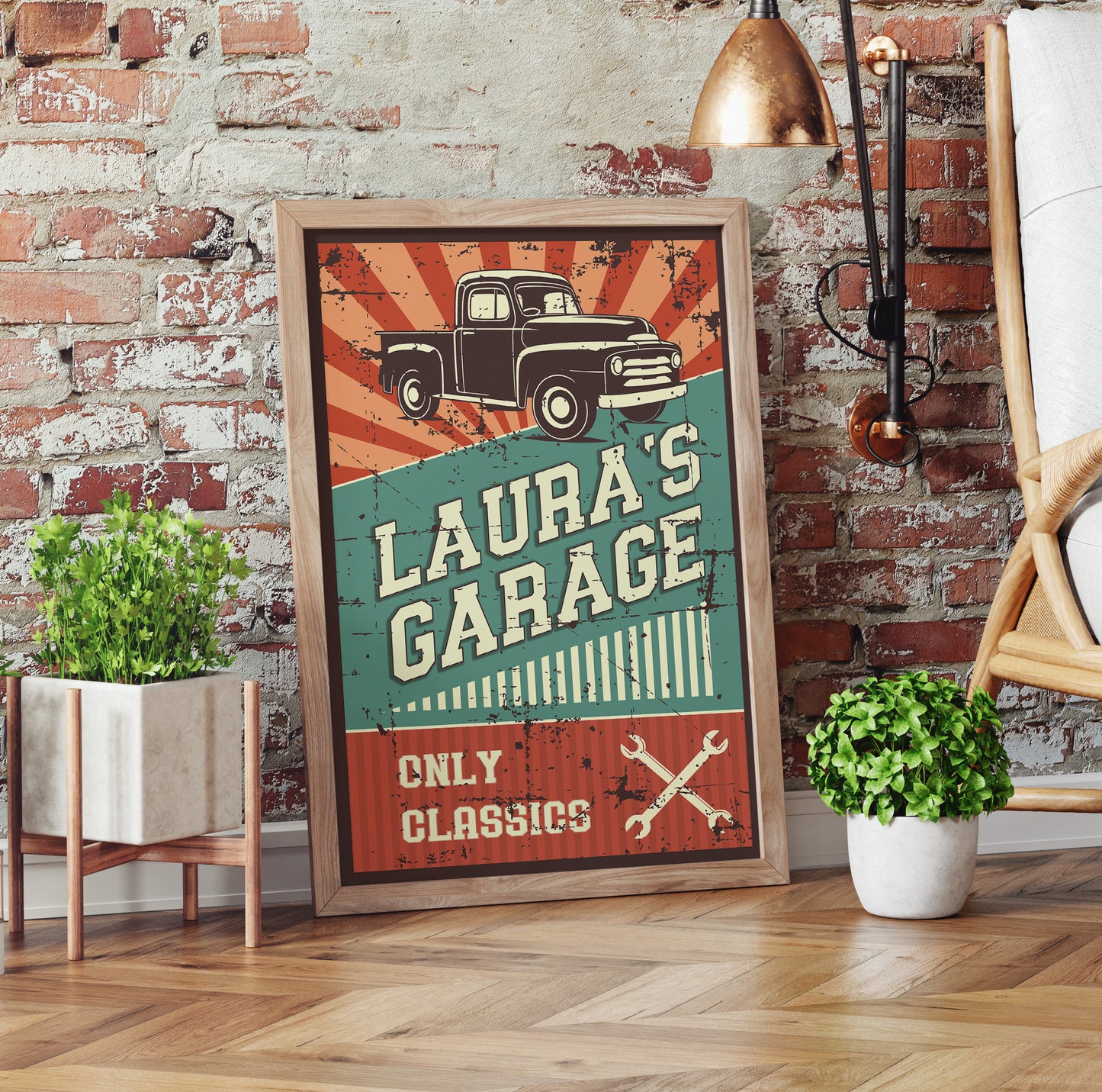 Pic up garage with personalisation Printed poster