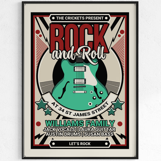 Rock and Roll for family and music lovers with personalisation Printed poster [Bright]